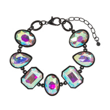 Load image into Gallery viewer, Black Oval Teardrop Square Crystal Stone Cluster Charm Bracelet
