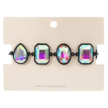 Load image into Gallery viewer, Black Oval Teardrop Square Crystal Stone Cluster Charm Bracelet
