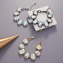 Load image into Gallery viewer, Black Oval Teardrop Square Crystal Stone Cluster Charm Bracelet
