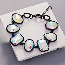 Load image into Gallery viewer, Black Oval Teardrop Square Crystal Stone Cluster Charm Bracelet
