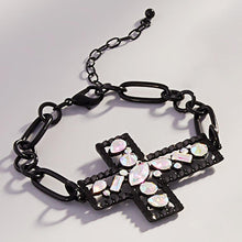 Load image into Gallery viewer, Black Stone Cluster Embellished Cross Pendant Pointed Bracelet
