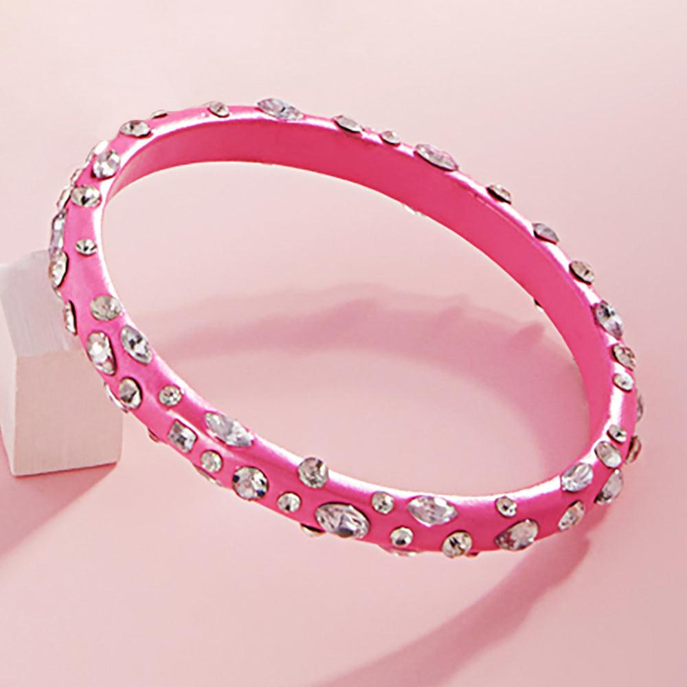 Pink Multi Stone Paved Bangle Bracelet