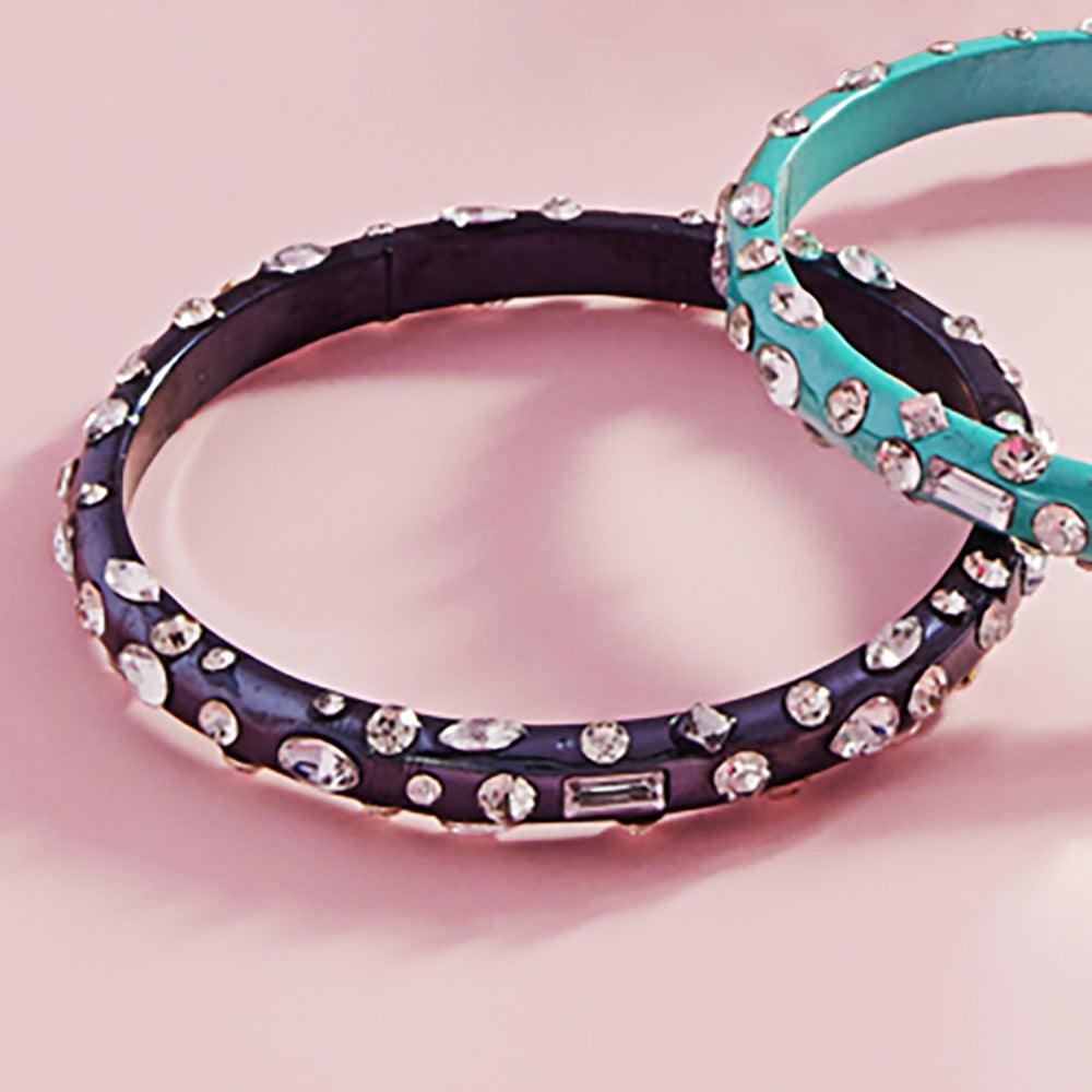 Black Multi Stone Paved Bangle Bracelet