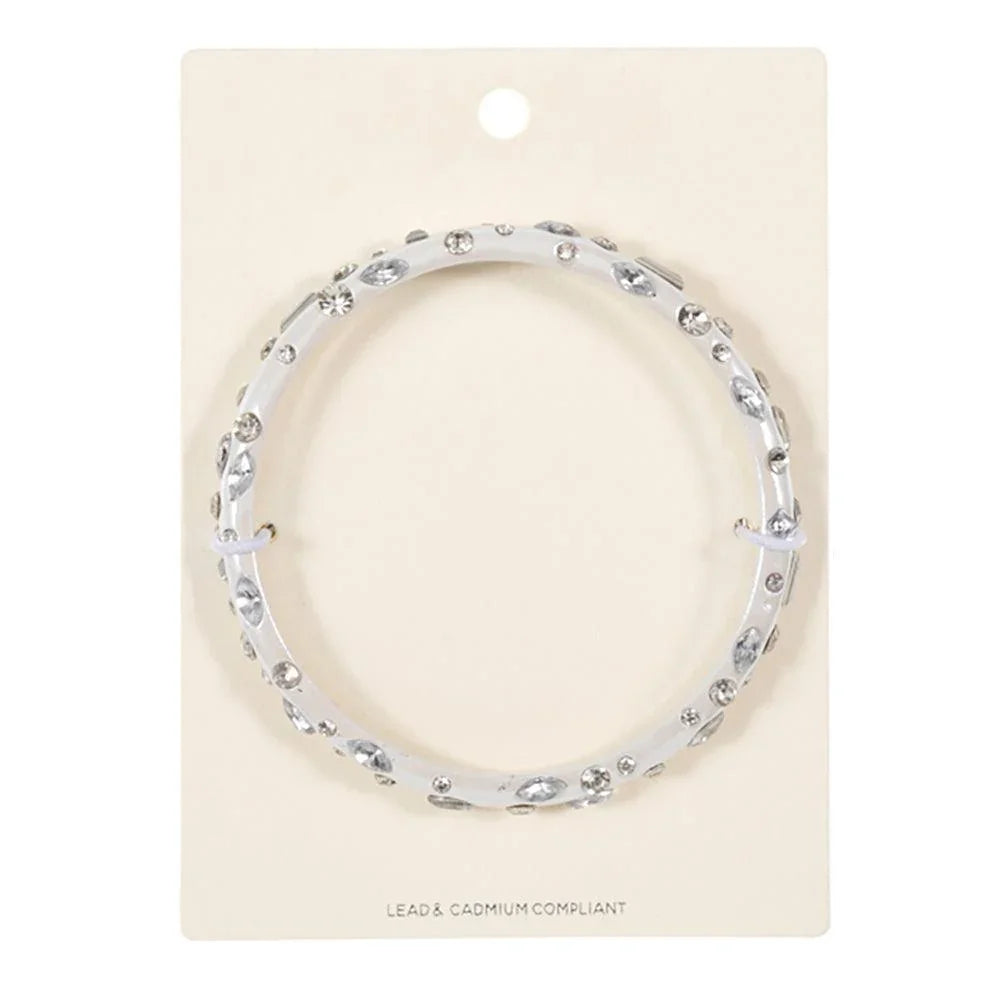 White Multi Stone Paved Bangle Bracelet - Jewelry Store by Erik Rayo