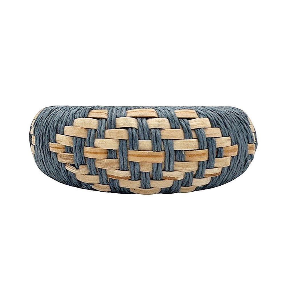 Blue Raffia Weave Abstract Pattern Bangle Bracelet - Jewelry Store by Erik Rayo