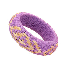 Load image into Gallery viewer, Lavender Raffia Weave Abstract Pattern Bangle Bracelet
