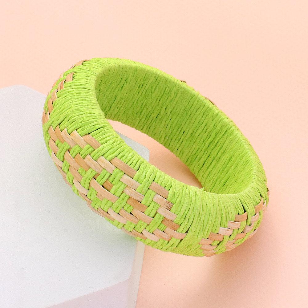 Raffia Weave Abstract Pattern Bangle Bracelet