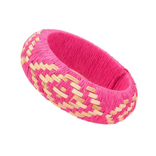 Load image into Gallery viewer, Pink Raffia Weave Abstract Pattern Bangle Bracelet
