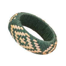 Load image into Gallery viewer, Green Raffia Weave Abstract Pattern Bangle Bracelet
