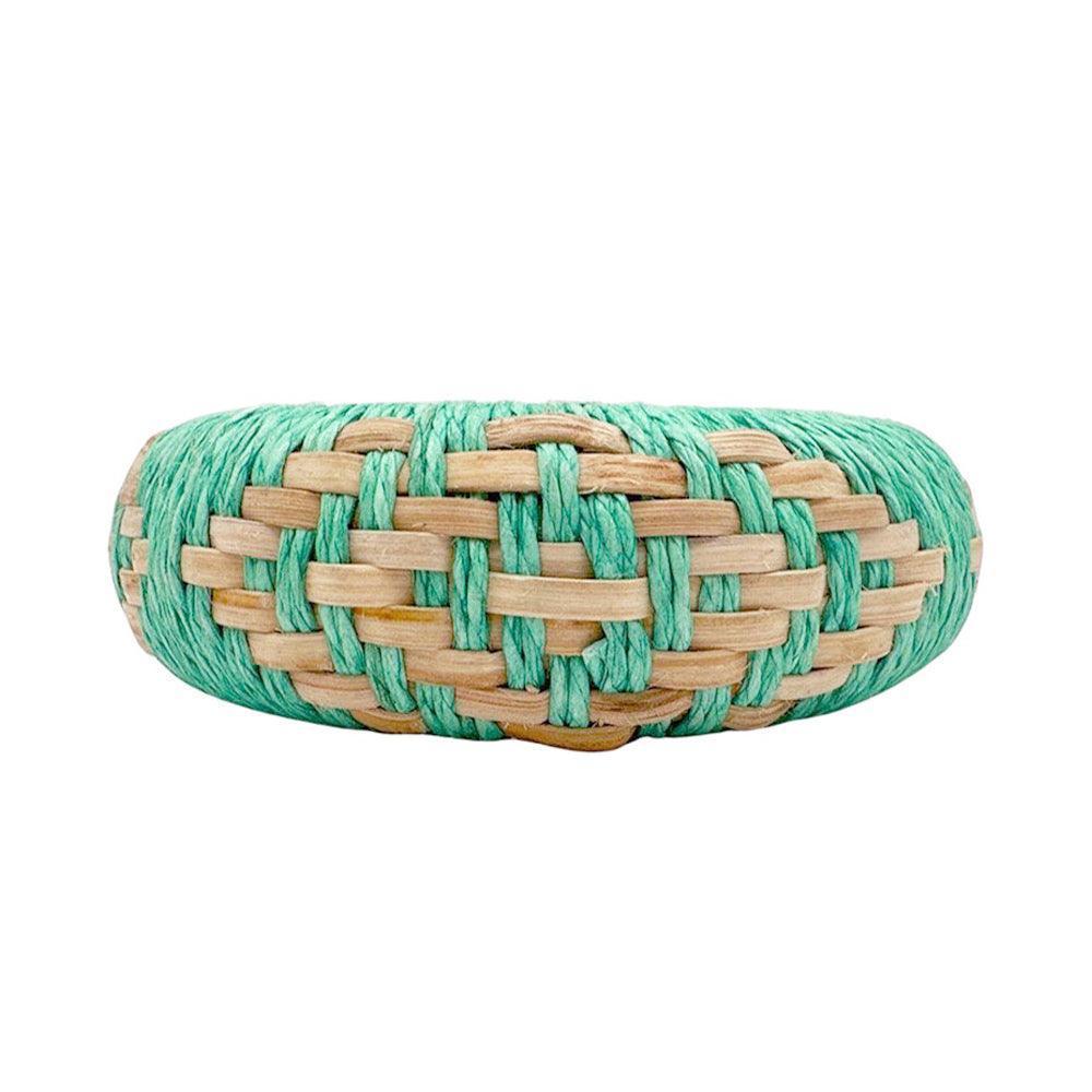 Turquoise Raffia Weave Abstract Pattern Bangle Bracelet - Jewelry Store by Erik Rayo