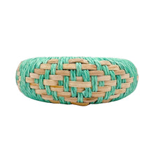 Load image into Gallery viewer, Turquoise Raffia Weave Abstract Pattern Bangle Bracelet
