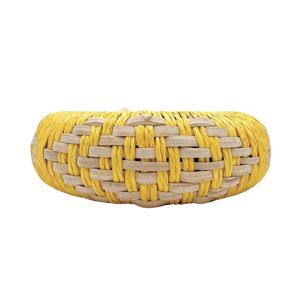 Yellow Raffia Weave Abstract Pattern Bangle Bracelet - Jewelry Store by Erik Rayo
