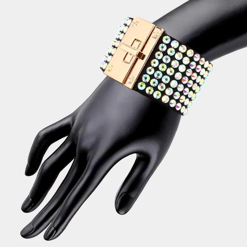 Gold 7-Row Rhinestone Bling Studded Bracelet - Jewelry Store by Erik Rayo