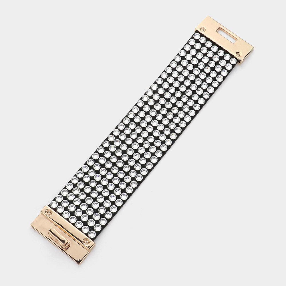 Gold 7-Row Rhinestone Bling Studded Bracelet - Jewelry Store by Erik Rayo