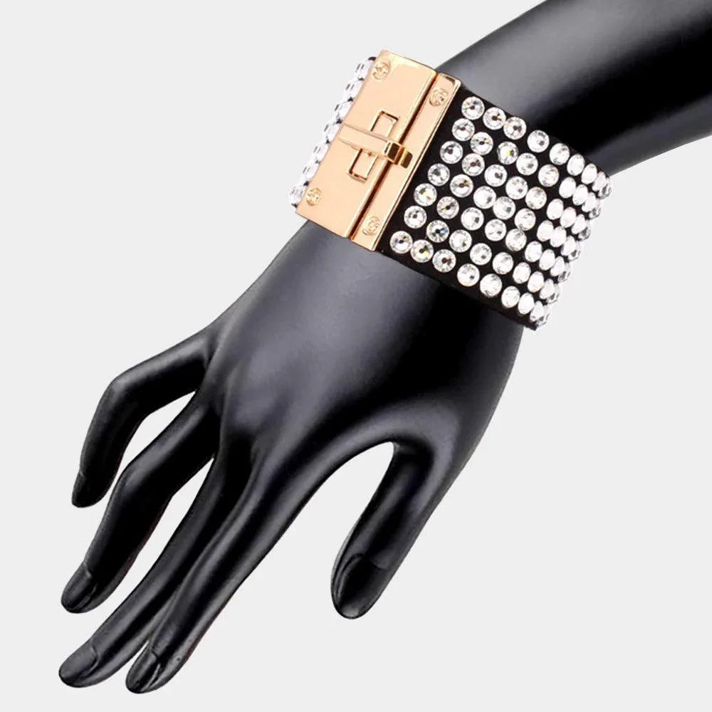 Clear 7-Row Rhinestone Bling Studded Bracelet - Jewelry Store by Erik Rayo