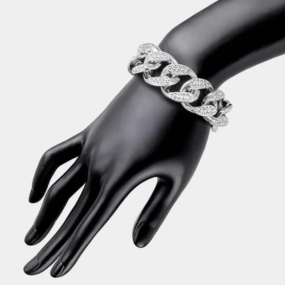 Rhinestone Embellished Chain Link Bracelet - Jewelry Store by Erik Rayo