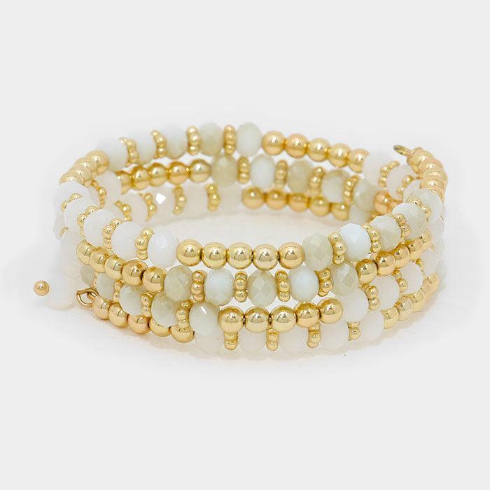 White Bead coil bracelet - Jewelry Store by Erik Rayo