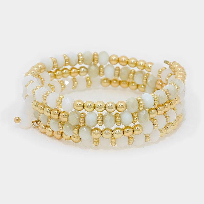 White Bead coil bracelet