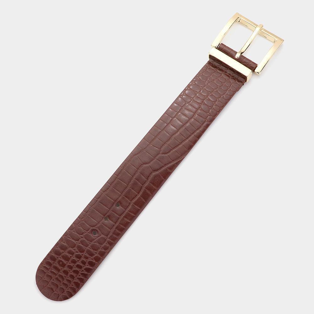 Brown Faux Glossy Leather Belt Bracelet - Jewelry Store by Erik Rayo
