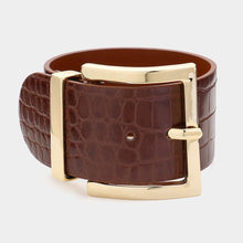 Load image into Gallery viewer, Brown Faux Glossy Leather Belt Bracelet
