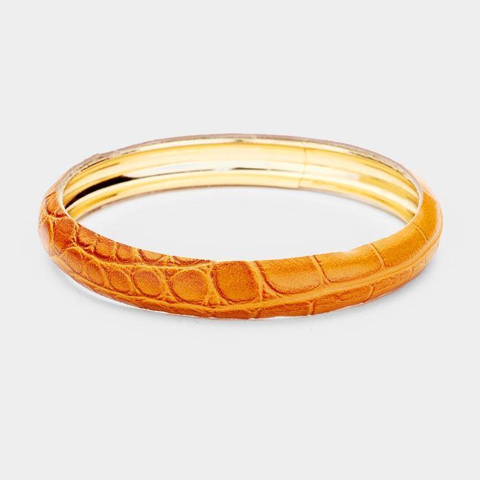 Gold Faux Leather Bangle Bracelet - Jewelry Store by Erik Rayo