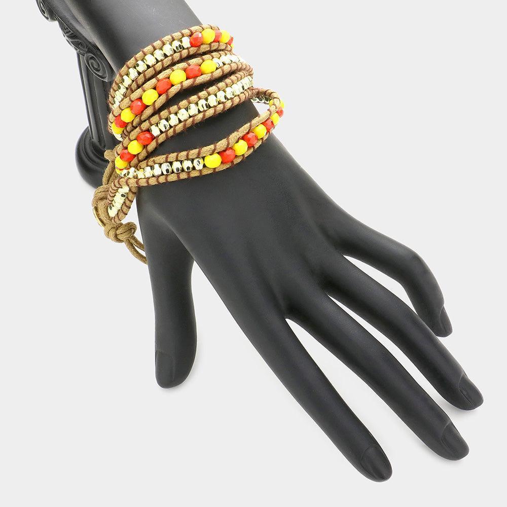 Orange Beaded Wrap Bracelet - Jewelry Store by Erik Rayo