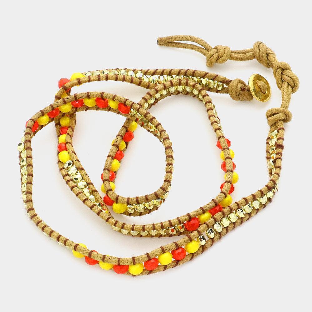 Orange Beaded Wrap Bracelet - Jewelry Store by Erik Rayo