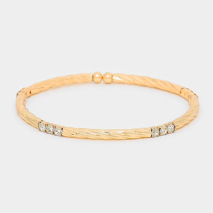 Gold Crystal accented semi cuff bracelet - Jewelry Store by Erik Rayo