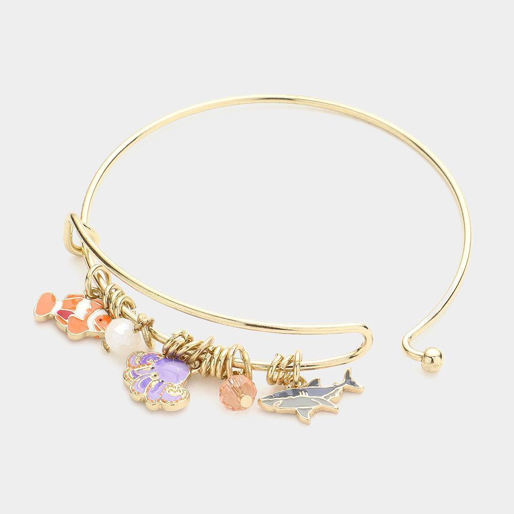Enamel octopus fish charm hook bracelet - Jewelry Store by Erik Rayo