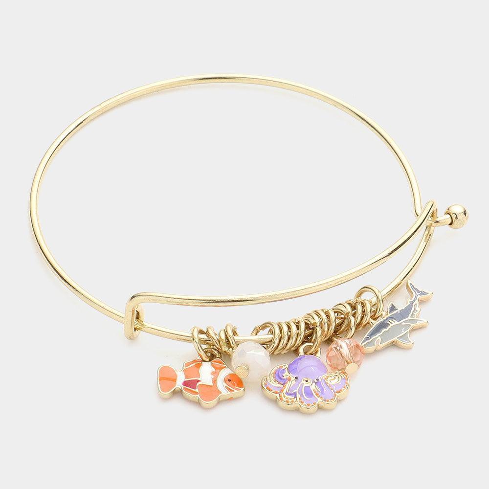 Enamel octopus fish charm hook bracelet - Jewelry Store by Erik Rayo