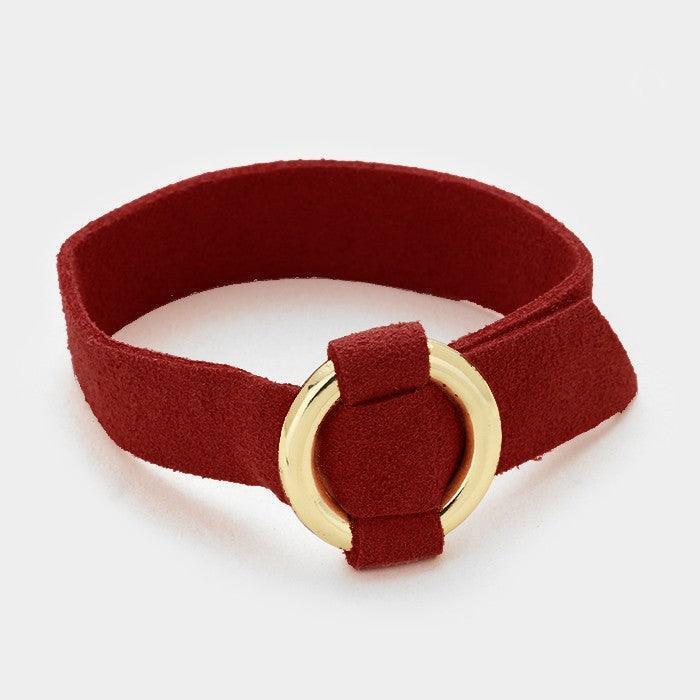 Gold Metal hoop buckle faux suede bracelet - Jewelry Store by Erik Rayo