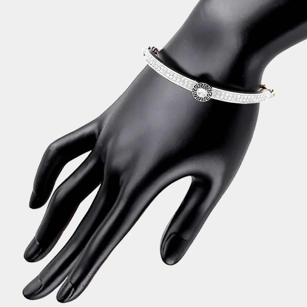 Round Stone Centered Rhinestone Embellished Bracelet - Jewelry Store by Erik Rayo