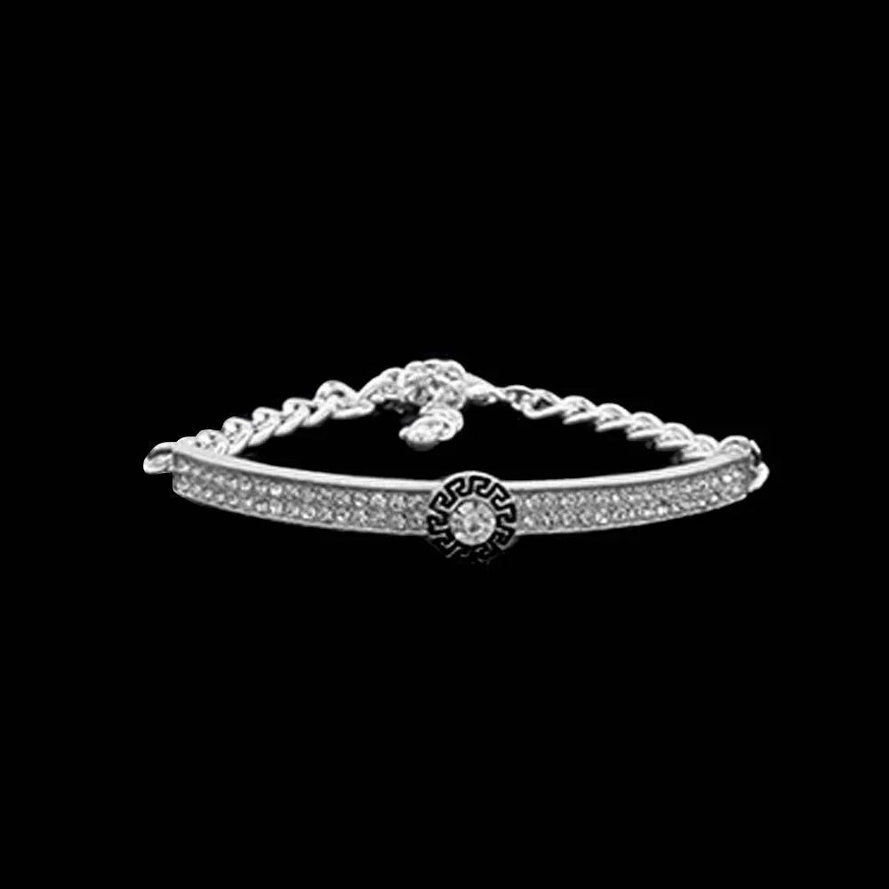 Round Stone Centered Rhinestone Embellished Bracelet - Jewelry Store by Erik Rayo