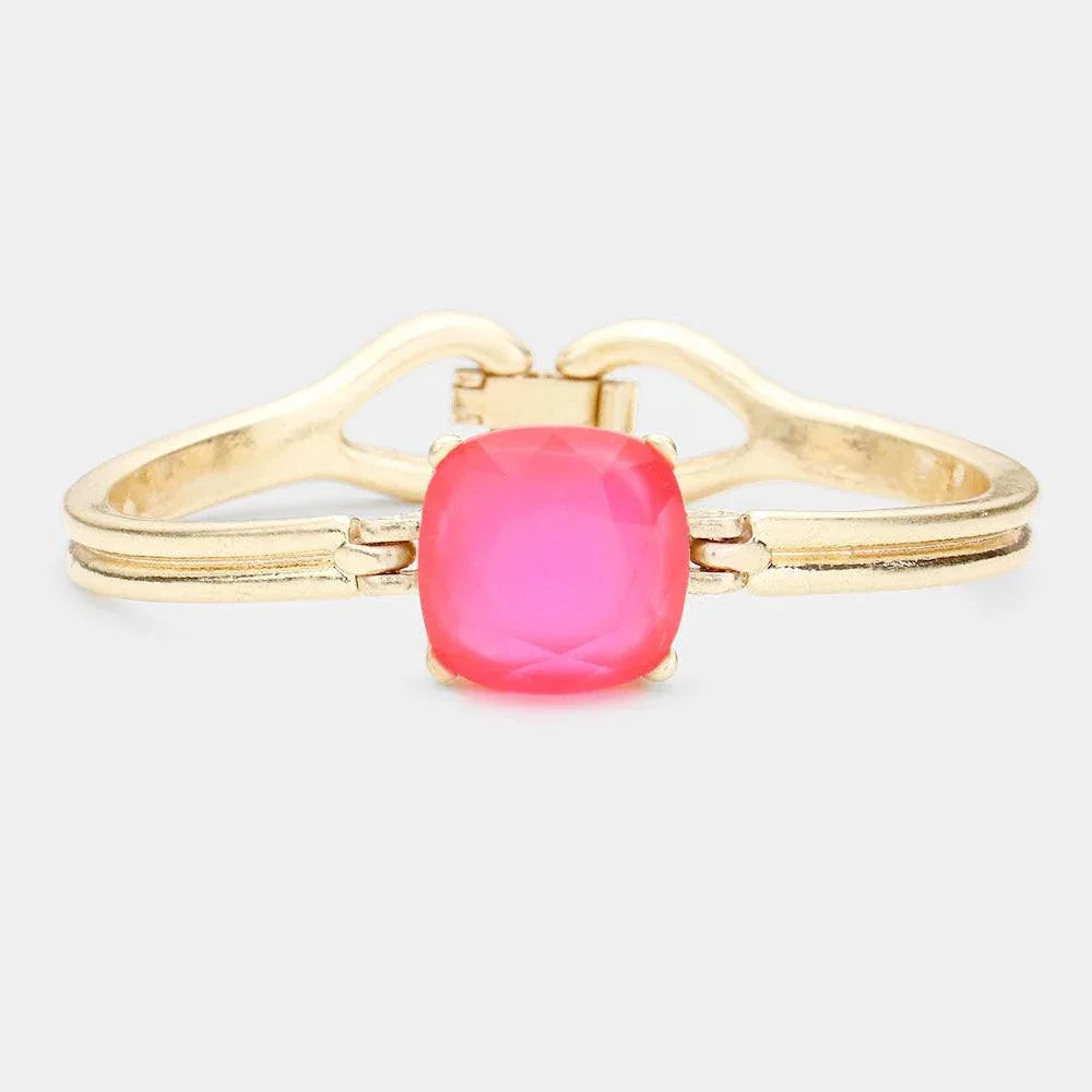 Pink Square Stone Accented Bracelet - Jewelry Store by Erik Rayo