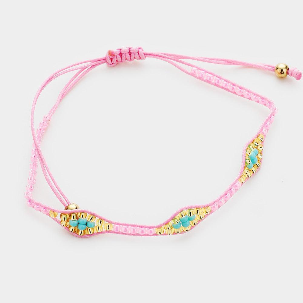 Pink Bead Cluster Adjustable Bracelet - Jewelry Store by Erik Rayo