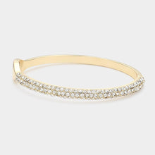 Load image into Gallery viewer, Gold Rhinestone Paved Hinged Bangle Bracelet
