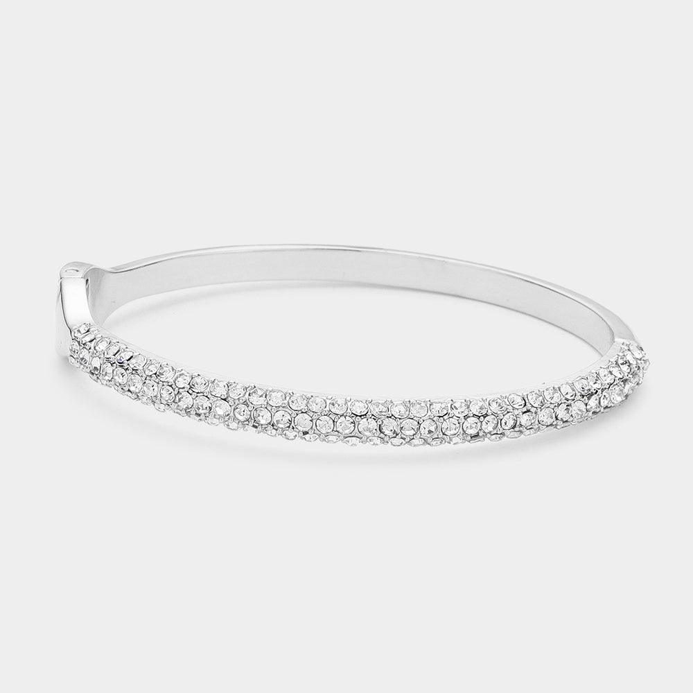 Rhinestone Paved Hinged Bangle Bracelet