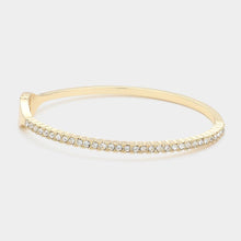 Load image into Gallery viewer, Gold Rhinestone Paved Hinged Bangle Bracelet
