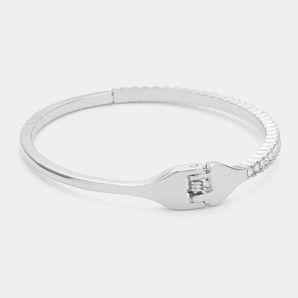 Rhinestone Paved Hinged Bangle Bracelet - Jewelry Store by Erik Rayo