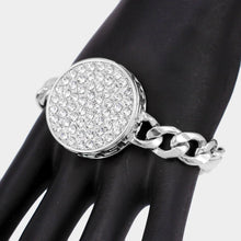Load image into Gallery viewer, Rhinestone Embellished Circle Pendant Metal Link Bracelet

