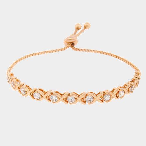 Rose Gold Adjustable Crystal Cubic Zirconia CZ Bracelet - Jewelry Store by Erik Rayo
