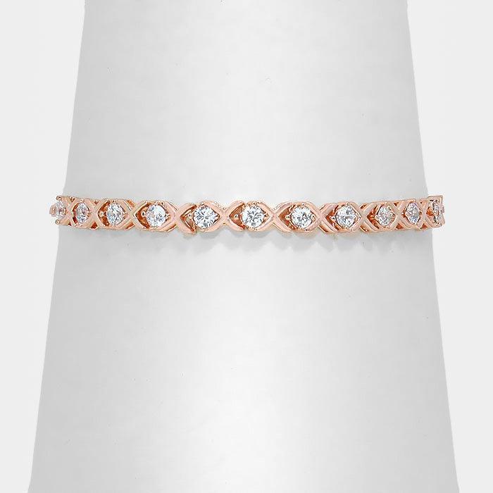 Rose Gold Adjustable Crystal Cubic Zirconia CZ Bracelet - Jewelry Store by Erik Rayo