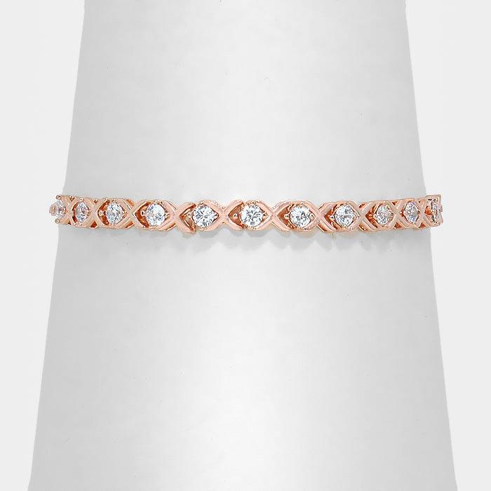 Rose Gold Adjustable Crystal Cubic Zirconia CZ Bracelet