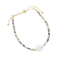 Load image into Gallery viewer, Pearl Accented Beaded Pull Tie Cinch Bracelet
