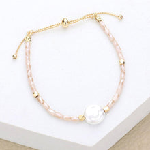 Load image into Gallery viewer, Pink Pearl Accented Beaded Pull Tie Cinch Bracelet
