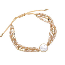 Load image into Gallery viewer, Pearl Pointed Faceted Beaded Pull Tie Cinch Bracelet
