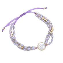 Load image into Gallery viewer, Lavender Pearl Pointed Faceted Beaded Pull Tie Cinch Bracelet
