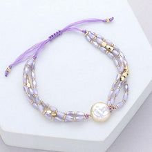 Load image into Gallery viewer, Lavender Pearl Pointed Faceted Beaded Pull Tie Cinch Bracelet
