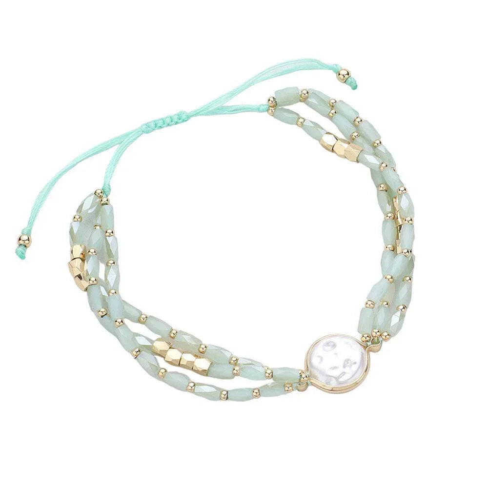 Pearl Pointed Faceted Beaded Pull Tie Cinch Bracelet - Jewelry Store by Erik Rayo
