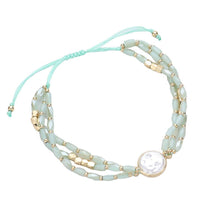 Load image into Gallery viewer, Pearl Pointed Faceted Beaded Pull Tie Cinch Bracelet
